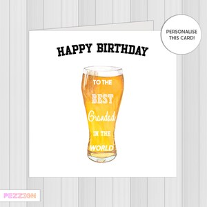 Tarjeta de cumpleaños personalizada de pinta de cerveza, papá, abuelo, padrastro, hermano, nieto, para él, 18, 21, 30, 40, 50