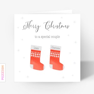 Carte de Noël spéciale couple personnalisée, carte de bas de Noël, carte de Noël pour couple
