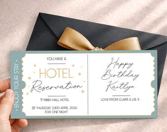 Bon cadeau personnalisé pour un séjour à l'hôtel surprise | Billet escapade week-end | Idée cadeau parfaite pour les anniversaires, les anniversaires et Noël