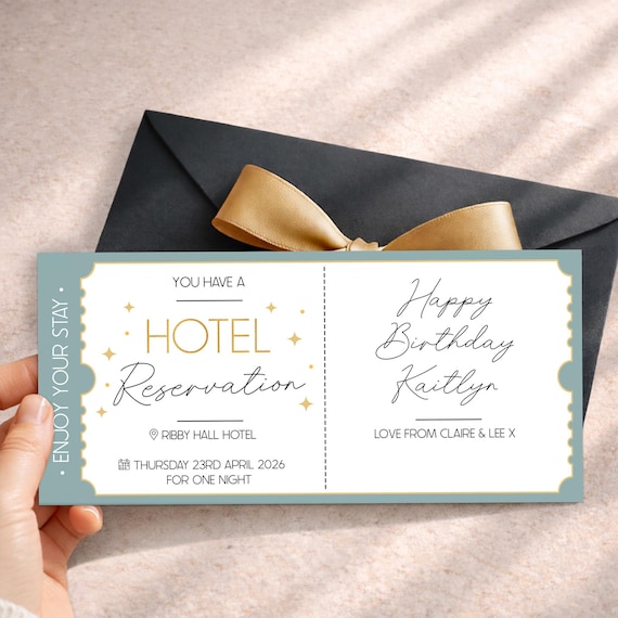 Personalised Surprise Hotel Stay Gift Voucher | Weekend Getaway Ticket | Perfect Gift Idea for Birthdays, Anniversaries & Christmas
