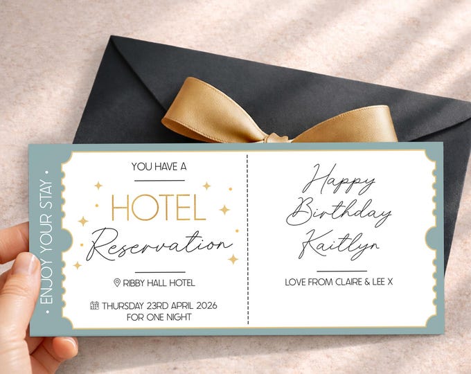Personalised Surprise Hotel Stay Gift Voucher | Weekend Getaway Ticket | Perfect Gift Idea for Birthdays, Anniversaries & Christmas