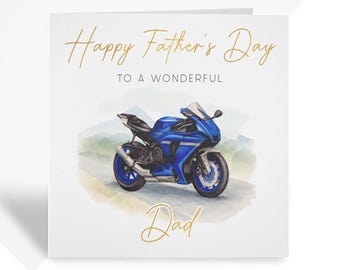 Personalised Motorbike Father’s Day Card – for Dad, Grandad or Stepdad – Racing Motorcycle Biker Gift