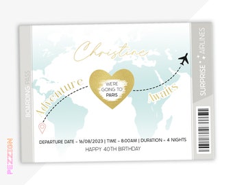 Personalised Boarding Pass Scratch Card, Surprise Holiday Trip, Travel Birthday Pass Voucher, Unique Gift Reveal Idea, Father's Day Gift