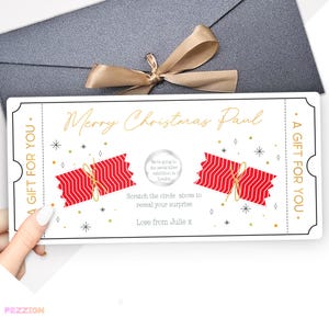 à gratter personnalisée de Noël pour un cadeau surprise | Billet de Noël personnalisé à gratter | Concert, Spa, Vacances, Bon d'expérience