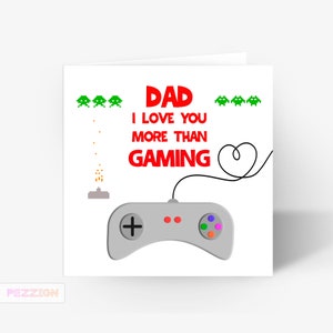 Drôle de carte de jeu de la fête des pères pour papa, papa, grand-père, de fils, fille, petit-fils, petite-fille, rétro, Space Invaders,