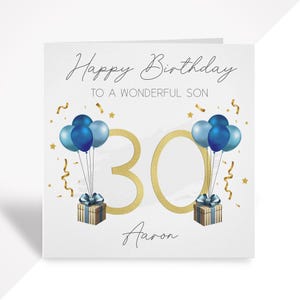Carte d'anniversaire personnalisée | Carte de voeux or bleu pour homme | Frère, fils, filleul, soeur, petit-fils, ami, petit ami