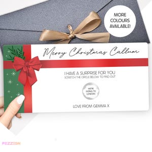 Biglietto gratta e vinci di Natale personalizzato per rivelare un regalo a sorpresa / Biglietto di Natale gratta e vinci personalizzato / Buono per concerto, spa, vacanza, esperienza