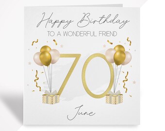 Etichetta Per Bottiglia 70° Compleanno Con Fiocco, Finitura In Oro Nero, 8,5 X 11,5 Cm Happy Birthday 70 – Decorazione Di Compleanno Per Donne E Uomini (70