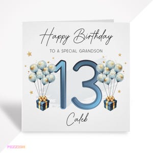 Personalisierte 13.Geburtstagskarte für Jungen - Individuelle Namenskarte, Geburtstagsgeschenk für Sohn, Teenager, Enkel oder Neffe