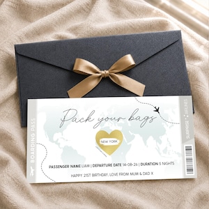 Personalised Scratch Reveal Boarding Pass – Surprise Holiday Reveal Gift for Birthday, Anniversary, Honeymoon, Christmas