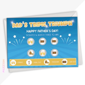 Carte à gratter fête des pères, cadeau pour papa, cadeau pour lui, bon cadeau fête des pères, cadeau drôle de fête des pères, cadeau unique de fête des pères