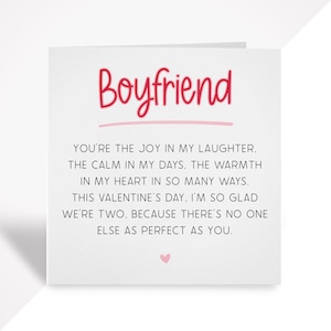 Carte poème de la Saint-Valentin - cadeau souvenir pour petit ami, petite amie, mari, femme ou partenaire