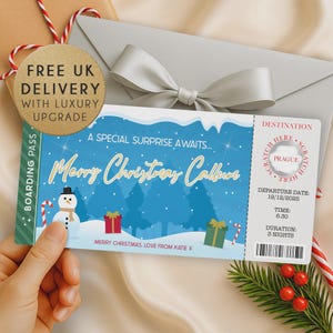 Scratch Reveal Christmas Boarding Pass – Personalised Holiday Ticket, Surprise Destination Gift, Custom Travel Scratch Card