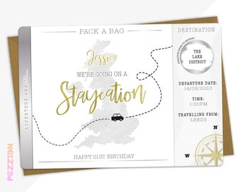Personalised Weekend Away Staycation Scratch Card - Surprise Birthday Boarding Pass - Weekend Away Ticket - Anniversary Surprise Gift Idea