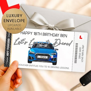 Personalised Driving Lesson Gift Voucher – 17th, 18th or 21st Birthday or Christmas Gift for Learner or New Driver