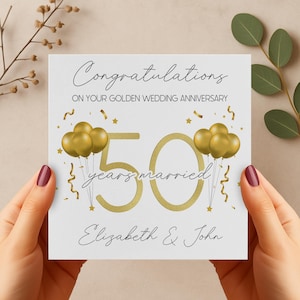 50th Golden Wedding Anniversary Card | Personalised for Mum and Dad, Sister, Brother, in-law, Aunty and Uncle, Nan and Grandad