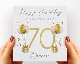 Personalised 70th Birthday Card – For Mum, Dad, Grandma, Grandad, Sister, Friend – Custom Keepsake Birthday Card for Her or Him