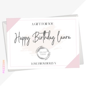 Bon de carte à gratter d'anniversaire surprise personnalisé, bon cadeau personnalisé, billet à gratter pour révéler, idée cadeau, coupon, pour elle