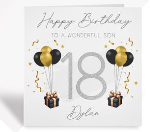 Personalised 18th Birthday Card - For Him, Son, Grandson, Nephew, Godson, Brother - Customised For Her, Daughter, Niece, Granddaughter