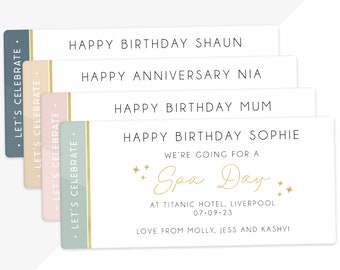 Personalised Spa Day Voucher - Customised Gift Idea For Birthday, Anniversary, Christmas - Surprise Reveal Ticket Coupon - For Her, For Him