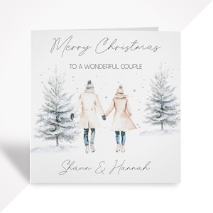 Carte de Noël personnalisée pour couple, fils et fille, beaux-parents, jeunes mariés et amis | Cadeau portrait de couple personnalisé