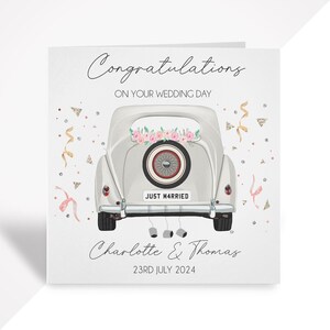 Tarjeta personalizada del día de la boda / Recuerdo de la boda de la novia y el novio / Felicitaciones por su boda / Regalo de boda perfecto / Coche de boda
