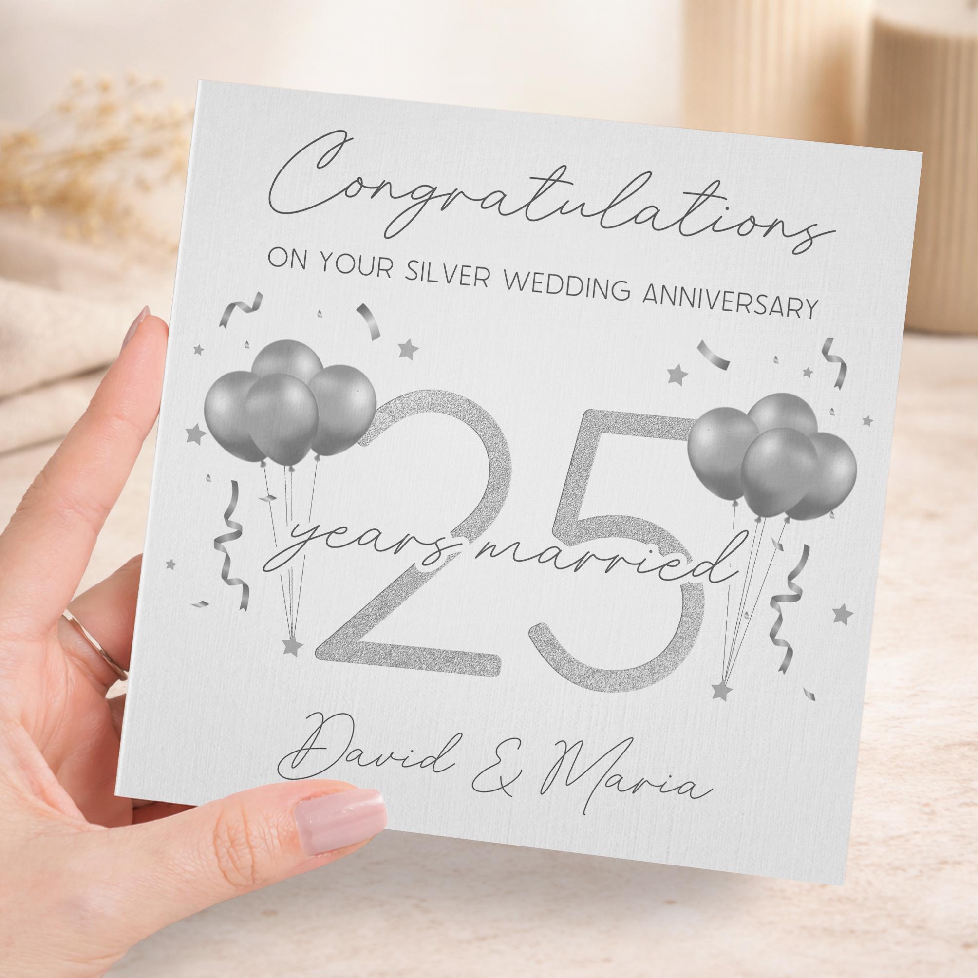 Personalised 25th Silver Wedding Anniversary Card Keepsake Gift - Etsy UK