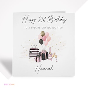 Carte personnalisée 21e anniversaire pour elle - souvenir personnalisé pour fille, soeur, nièce ou petite-fille