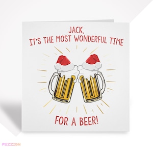 Gepersonaliseerde grappige bierkerstkaart | Kerstkaart voor vader, echtgenoot, zoon, vriend, kleinzoon | Cadeau voor hem