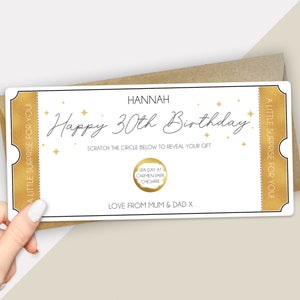 Personalisierter Geburtstags-Rubbelkarten-Geschenkgutschein | Scratch to Reveal | Überraschungsgeschenkgutschein für den 17., 18., 21., 30., 40., 50., 60