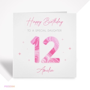 Cartão de aniversário personalizado para meninas – para filha, neta, sobrinha – 8º, 9º, 10º, 11º, 12º aniversário