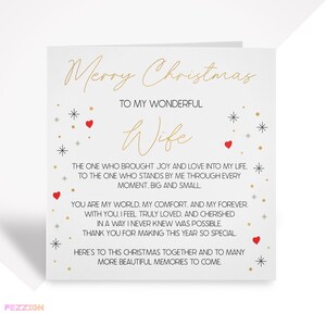 Joyeux Noël à ma femme carte de vœux | Carte de Noël pour petite amie ou fiancée | Carte de Noël en vers romantiques pour elle