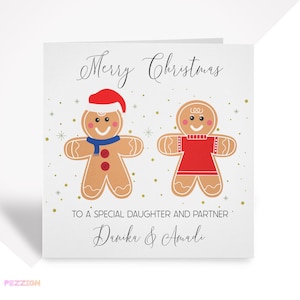 Personalisierte Weihnachtskarte Lebkuchenpaar - Perfekt für Freunde, Schwiegereltern, Sohn, Tochter, Mutter, Vater, Oma, Opa