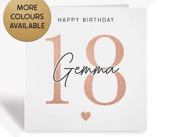 Personalised 18th Birthday Card for Girl – Custom Name Card for Daughter, Granddaughter, Niece, Sister, Friend – 18th Birthday Gift for Her