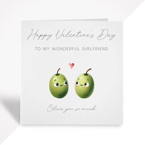 Divertente biglietto di San Valentino - Olive You, simpatico biglietto di San Valentino personalizzato per fidanzata, fidanzato, marito o moglie