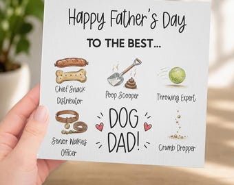 Biglietto personalizzato per la festa del papà dal cane, biglietto divertente per papà cane, il miglior regalo per papà cane, biglietto con paletta per raccogliere la cacca