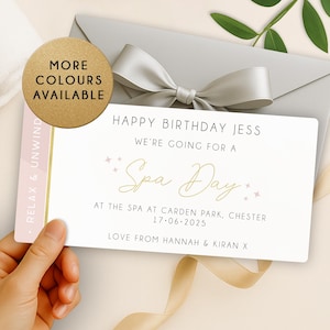 Gepersonaliseerde spa-dagvoucher - op maat gemaakt cadeau-idee voor verjaardag, jubileum, kerstmis - coupon voor verrassingsonthulling - voor haar, voor hem