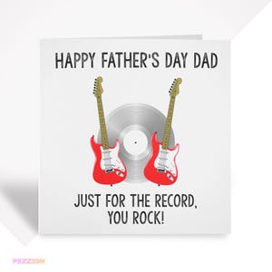 Carte personnalisée guitare pour la fête des pères - Carte guitare électrique pour papa, grand-père ou beau-père - Cadeau pour mélomane