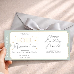 Personalised Surprise Hotel Stay Gift Voucher | Weekend Getaway Ticket | Perfect Gift Idea for Birthdays, Anniversaries & Christmas Sage