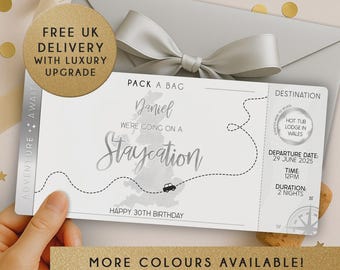 Personalised Weekend Away Staycation Scratch Card - Surprise Birthday Boarding Pass - Weekend Away Ticket - Anniversary Surprise Gift Idea