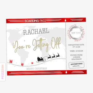 Personalised Christmas Boarding Pass Scratch Card Voucher For Surprise Holiday Trip Weekend Away Travel Unique Gift Idea