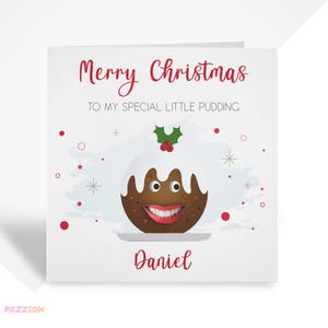 Carte de Noël amusante personnalisée - cadeau de pudding pour fils, fille, mari, femme, petit-fils ou nièce