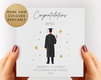 Tarjeta de Graduación Personalizada 2025 - Tarjeta de Felicitación Personalizada para Él, Hijo, Nieto, Sobrino / Regalo Universitario / Doctorado, Maestría, Título