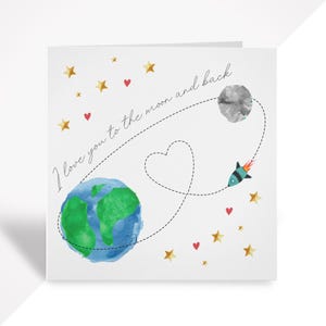 Jubileumkaart voor stellen | Ik hou van jou tot de maan en terug kaart | Romantisch cadeau voor vriend, vriendin, echtgenoot, vrouw