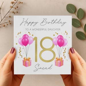 Personalised 18th Birthday Card for Her – Daughter, Granddaughter, Niece, Sister - Eighteen Gift for Girl