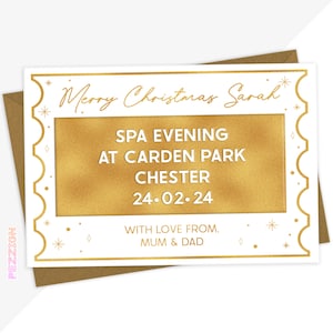 Personalisierter Weihnachtsgeschenk-Gutschein für Spa-Tag, Comedy-Show, Wochenende, Theaterticket - Überraschungsgeschenk enthüllen Idee - Bearbeitbar