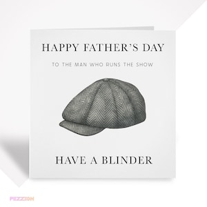 Carte de fête des pères pour papa, grand-père, beau-père - Style Peaky Blinders - Carte à casquette plate - Thème Birmingham Tweed - « Have a Blinder »