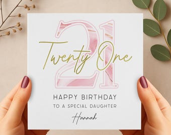 Personalised 21st Birthday Card, 21st Birthday Gift for Her, Daughter, Sister, Friend – Female Keepsake Card
