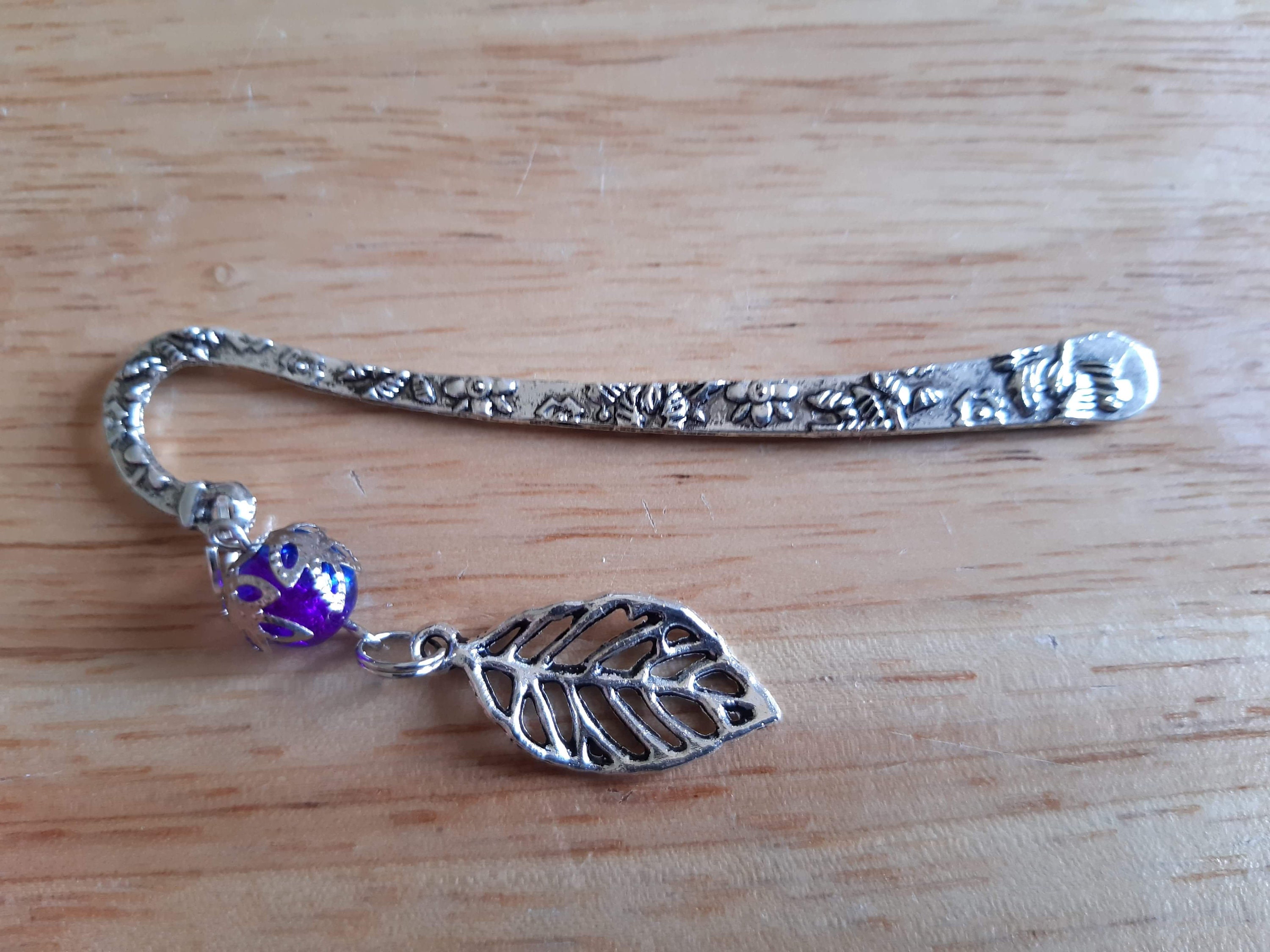 Silver Bookmark Leaf Bookmark Beaded Bookmark Gift for Etsy