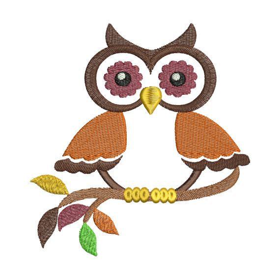Owl on Branch II Fall Autumn Thanksgiving Colors Machine Embroidery Designs - 4x4 and 5x7 Hoop Insta